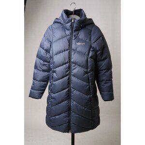 NWT Marmot Montreaux Midi Length Down Puffer Coat in Midnight Navy Womens Size S